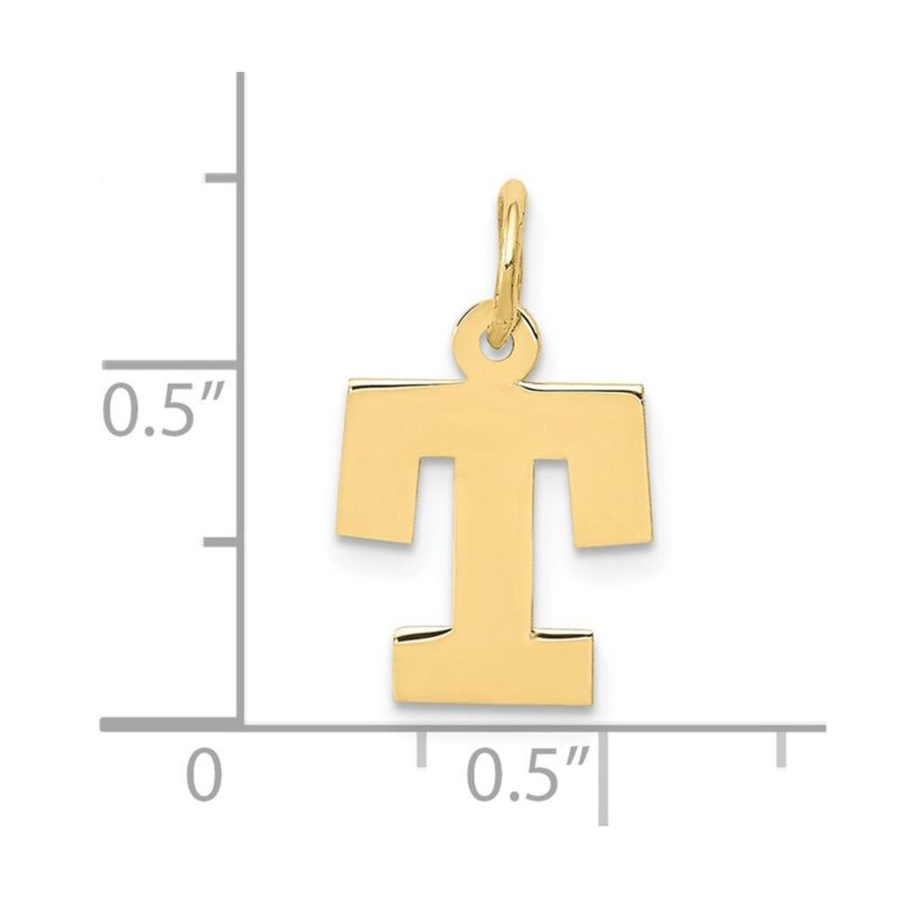 10k Yellow Gold Small Block Initial T Charm - image 3